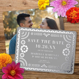 Foil Papel Picado Foto Wedding Save the Date Card Folieneinladung