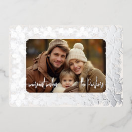 Foil Pinecone Holiday One Foto-Karte - weiß Folien Feiertagskarte