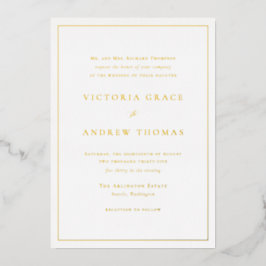 Foil Pressed Typografy Formal Wedding Foto Folieneinladung