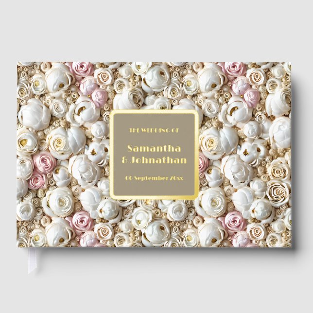 Foil print Rose Collage Rosa Elfenbeinheirat Colla Gästebuch (Vorderseite)