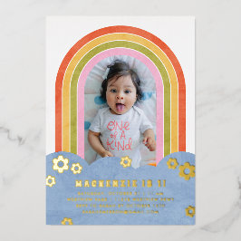 Foil Retro Rainbow Kid's Birthday Einladung