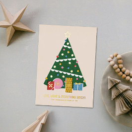 Foil Retro Vintage Christmas Tree Holiday Card Folieneinladung