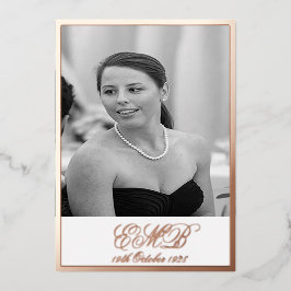 Foil Rose Gold 90. Geburtstag Elegantes Foto Folieneinladung