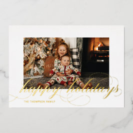 Foil Script Happy Holidays Elegante Foto-Karte Folien Feiertagskarte