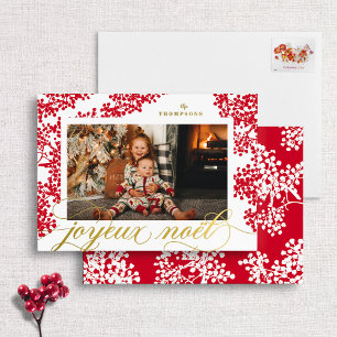Foil Script Joyeux Weihnachten Red Berries Fotokar Folien Feiertagskarte
