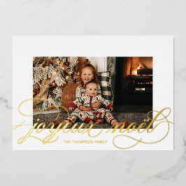 Foil Script Joyeux Weihnachten Weihnachtsfotokarte Folien Feiertagskarte