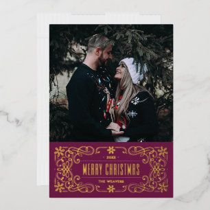 Foil Snowflake Blüh Frame Card - Lila Folieneinladung