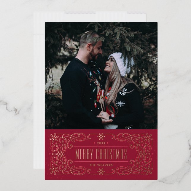 Foil Snowflake Blüh Frame Card - Red Folieneinladung (Briefumschlag)