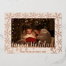 Foil Snowflakes Happy Holidays Foto Card
