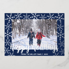 Foil Snowflakes Happy Holidays Foto Card Folien Feiertagskarte
