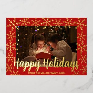 Foil Snowflakes Happy Holidays Foto Card Folien Feiertagskarte