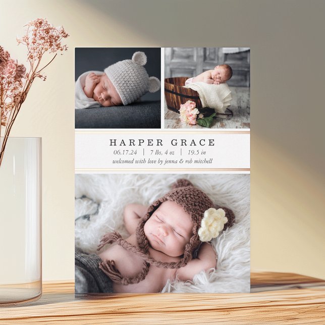 Foil Stripe 3 Foto Geburtsankündigung Folieneinladung (Von Creator hochgeladen)