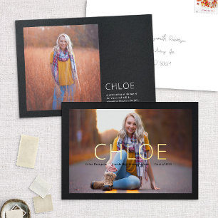 Foil Stylish Black Minimal Graduation Announcement Folieneinladung