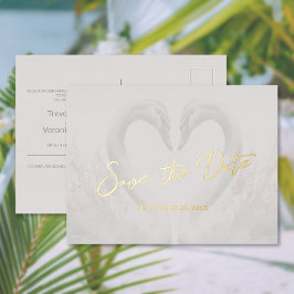 Foil Swan Wedding Save the Date Postcard Folie Einladungspostkarte