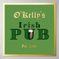 Foil Text Accent Irish Pub Print Poster