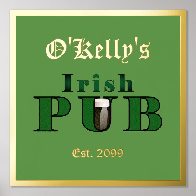 Foil Text Accent Irish Pub Print Poster (Vorderseite)