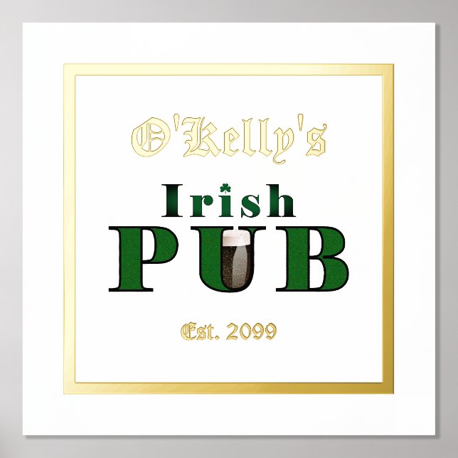 Foil Text Accent Irish Pub Print Poster (Vorderseite)