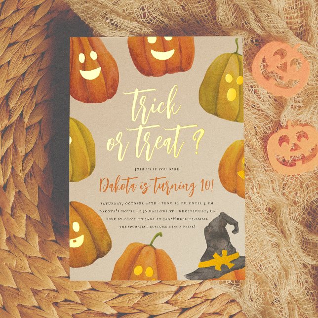 Foil Trick oder Treat Halloween Geburtstagsparty Folieneinladung (Von Creator hochgeladen)