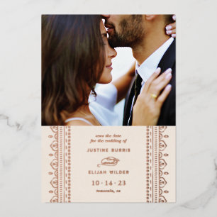 Foil verzierte Rahmen Save the Date Karte - Elfenb