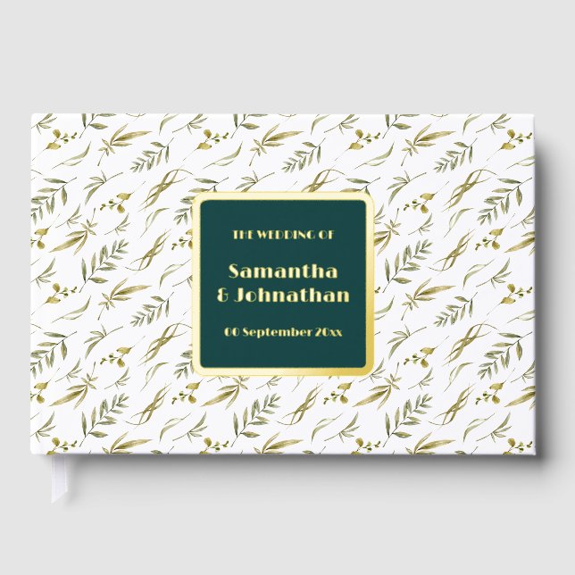 Foil wedding leaf sprig muster country wedung gästebuch (Vorderseite)