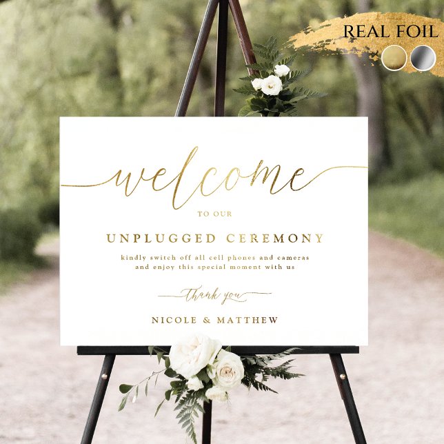 Foil Welcome to unplugding Wedding Zeremony Sign Foliendrucke (Von Creator hochgeladen)