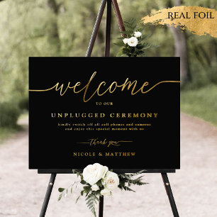 Foil Welcome Unplugding Wedding Zeremony Black Sig Foliendrucke