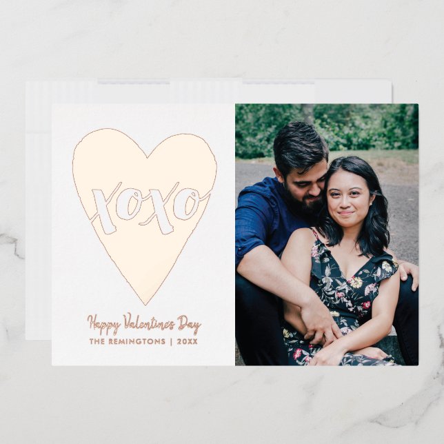 Foil XOXO Heart Valentine's Day Card - White Folieneinladung (Briefumschlag)