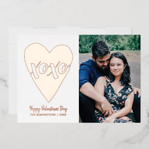 Foil XOXO Herz Valentinstagskarte - Weiß Folieneinladung