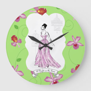 Fois à Paris Fashion Illustration Große Wanduhr