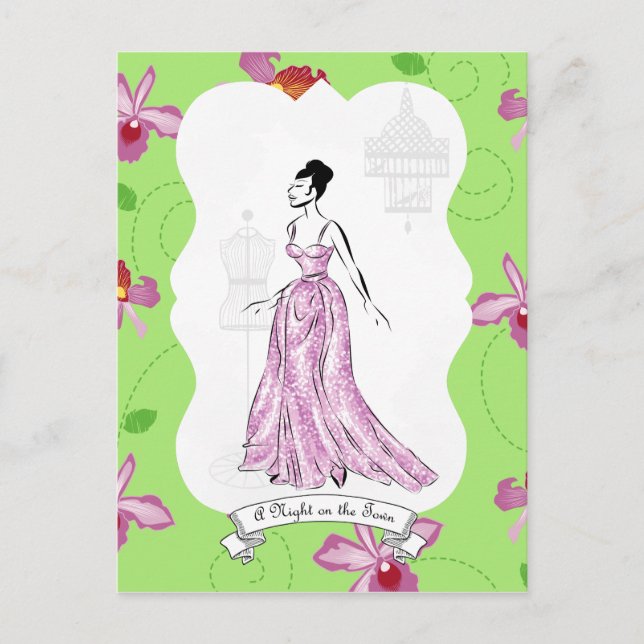 Fois à Paris Fashion Illustration Postkarte (Vorderseite)