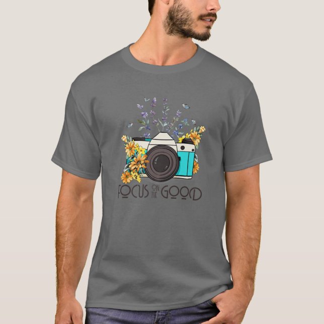 Fokus auf die gute Blumenkamera Fotografie Positi T-Shirt (Vorderseite)