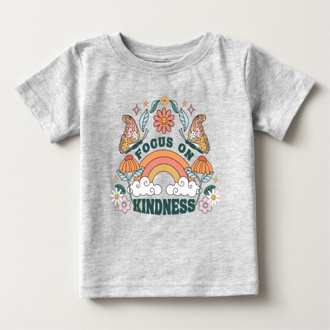 Fokus auf Kindness Groovy Graphic Baby T-shirt (Vorderseite)