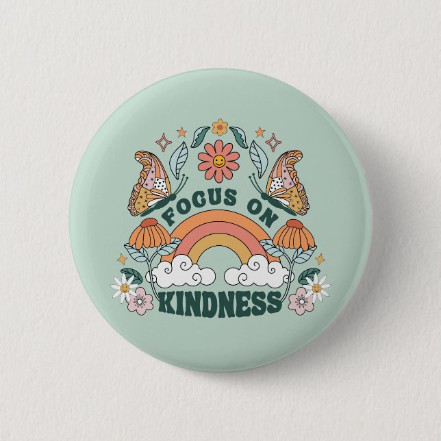 Fokus auf Kindness Groovy Graphic Button (Vorderseite)