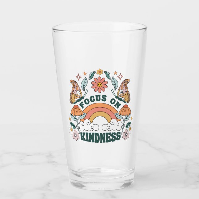 Fokus auf Kindness Groovy Graphic Glas (Vorderseite)