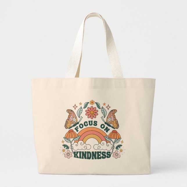 Fokus auf Kindness Groovy Graphic Jumbo Stoffbeutel (Vorne)