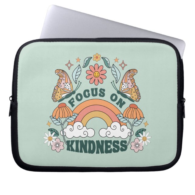 Fokus auf Kindness Groovy Graphic Laptopschutzhülle (Vorderseite)