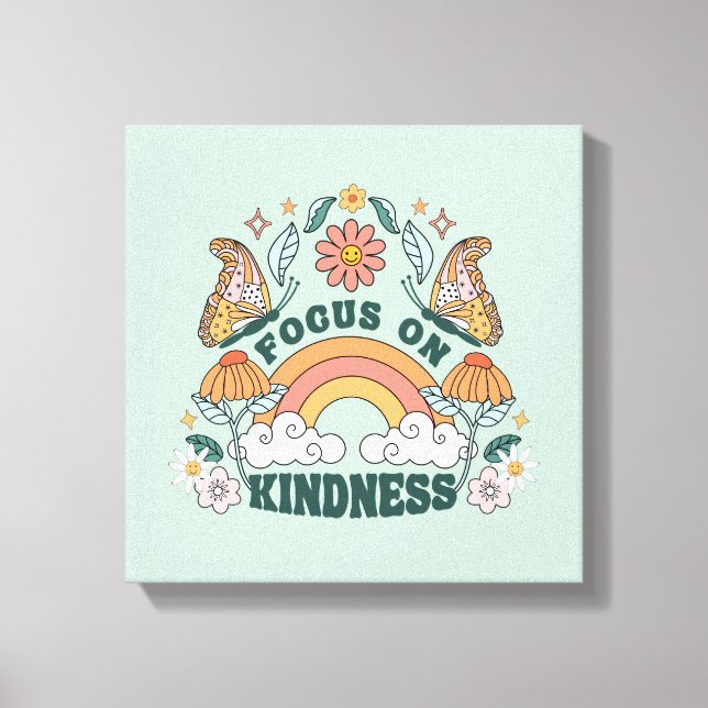 Fokus auf Kindness Groovy Graphic Leinwanddruck (Vorderseite)