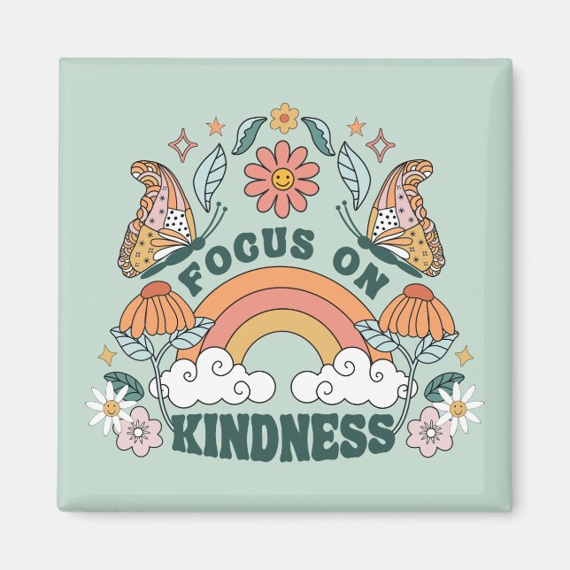 Fokus auf Kindness Groovy Graphic Magnet (Vorne)