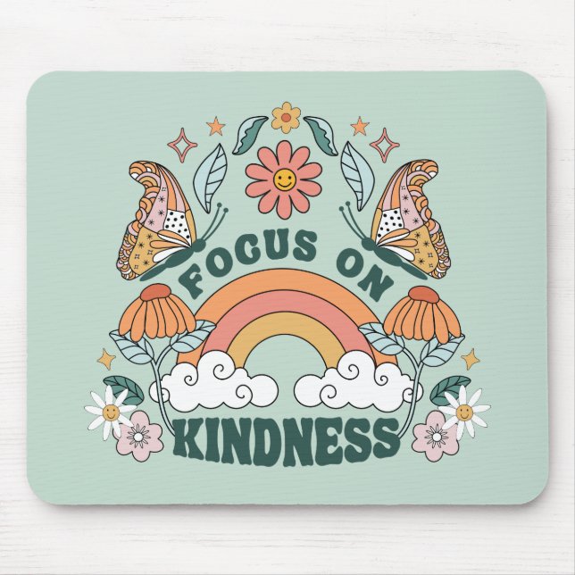 Fokus auf Kindness Groovy Graphic Mousepad (Vorne)