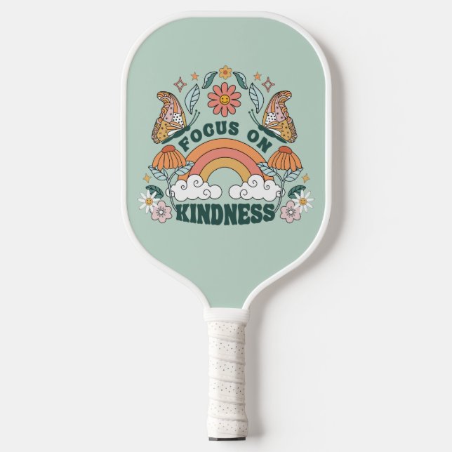 Fokus auf Kindness Groovy Graphic Pickleball Schläger (Vorderseite)