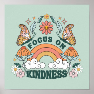 Fokus auf Kindness Groovy Graphic Poster
