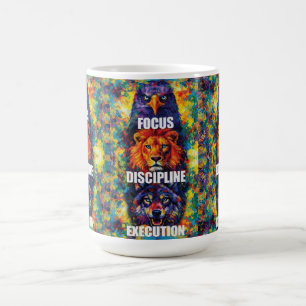 Fokus Disziplin Ausführung Adler Löwe Wolf Motivat Kaffeetasse