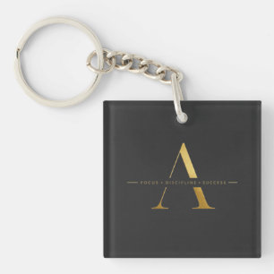 Fokus Disziplin Erfolg Minimalist Gold Design Schlüsselanhänger