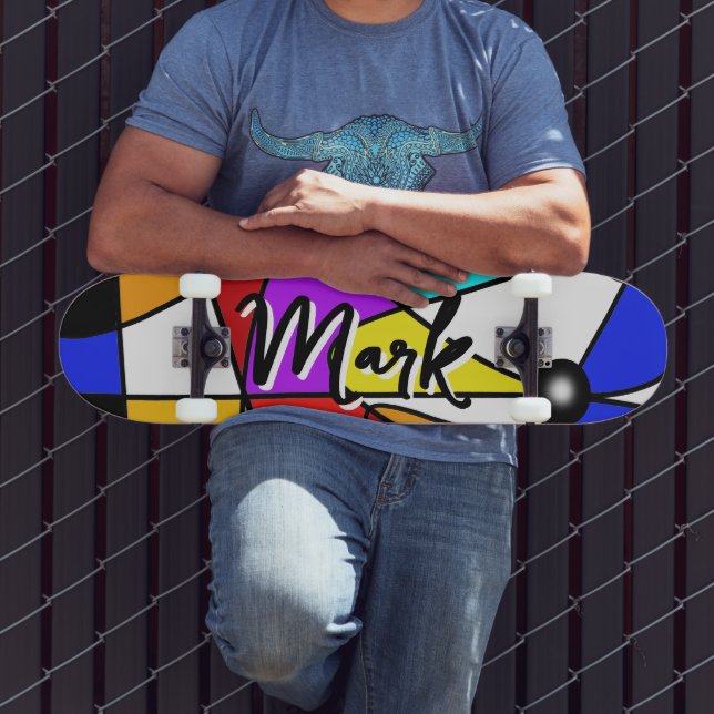 Fokus - farbenfrohe, abstrakte Gestaltung Skateboard (Außenbereich 3)