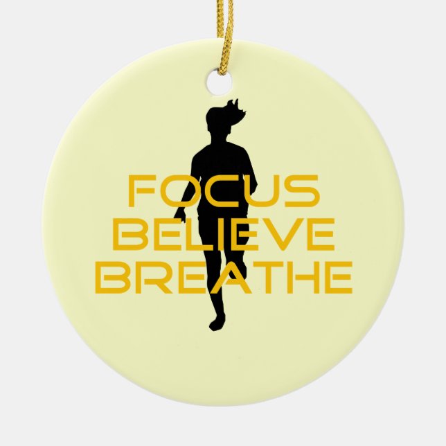 Fokus glaubt Breathe Gelbe Running Fitness Keramikornament (Vorne)