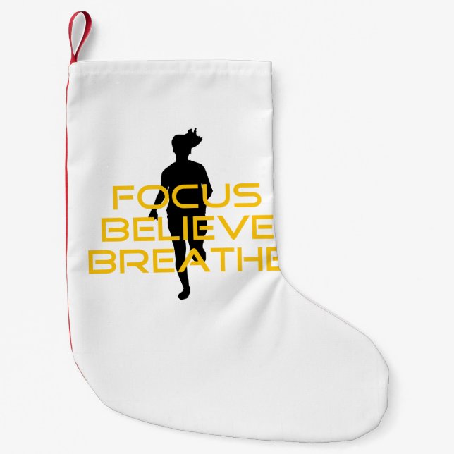 Fokus glaubt Breathe Gelbe Running Fitness Kleiner Weihnachtsstrumpf (Vorderseite)