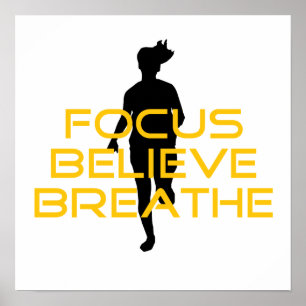 Fokus glaubt Breathe Gelbe Running Fitness Poster