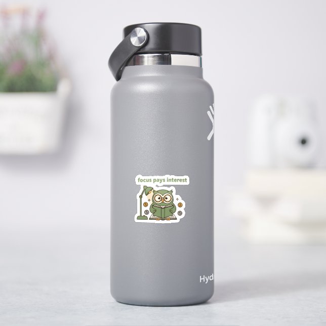 Fokus zahlt sich aus Aufkleber – Motivations-Eule  (HydroFlask)