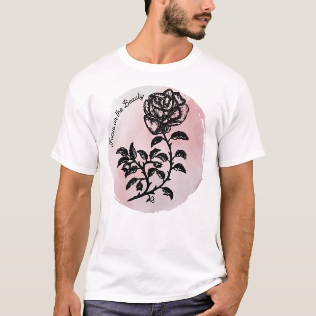 Fokussieren auf die Beauty - Pen und Tinte Rose au T-Shirt (Vorderseite)
