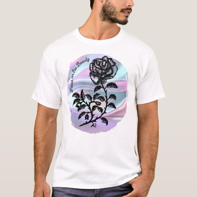 Fokussieren auf die Beauty - Pen und Tinte Rose au T-Shirt (Vorderseite)